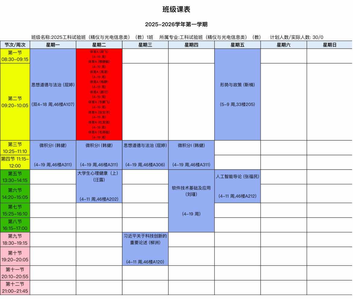 工科试验班（精仪与光电信息类）