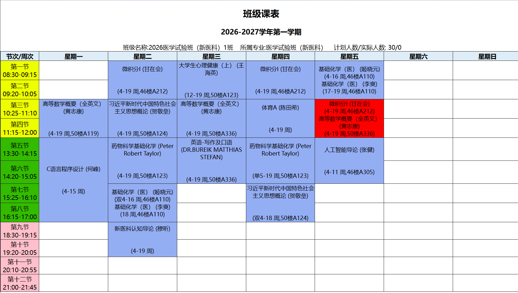 医学试验班(新医科)